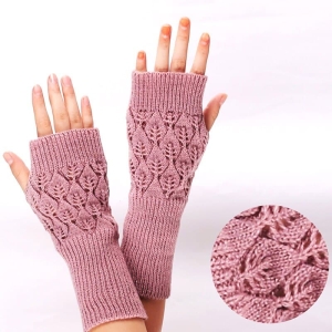 Modische fingerlose rosa Strickhandschuhe für Mädchen