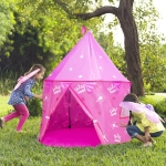 Zelt mit Kronenmotiv für Mädchen in einem Garten