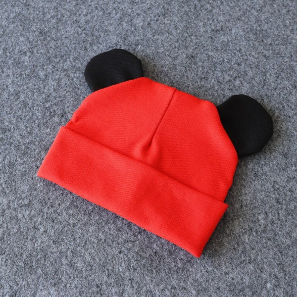 Warme Baumwollmütze für Mädchen in modischem Rot und Schwarz