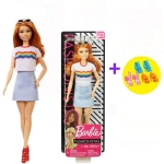 Elegante Barbie-Puppe für Mädchen, trägt ein weißes T-Shirt mit einem Rock in einer Schachtel.