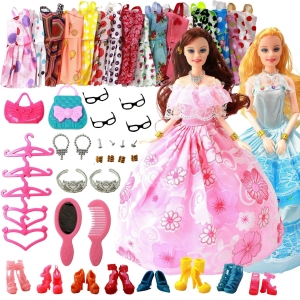 Barbie-Stil Puppenkoffer für Mädchen mit komplettem Ersatzzubehör.