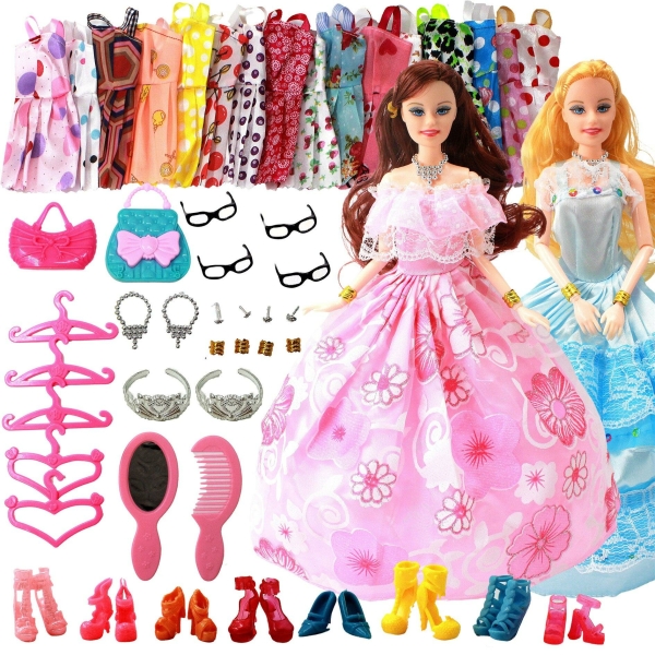 Barbie-Stil Puppenkoffer für Mädchen mit komplettem Ersatzzubehör.