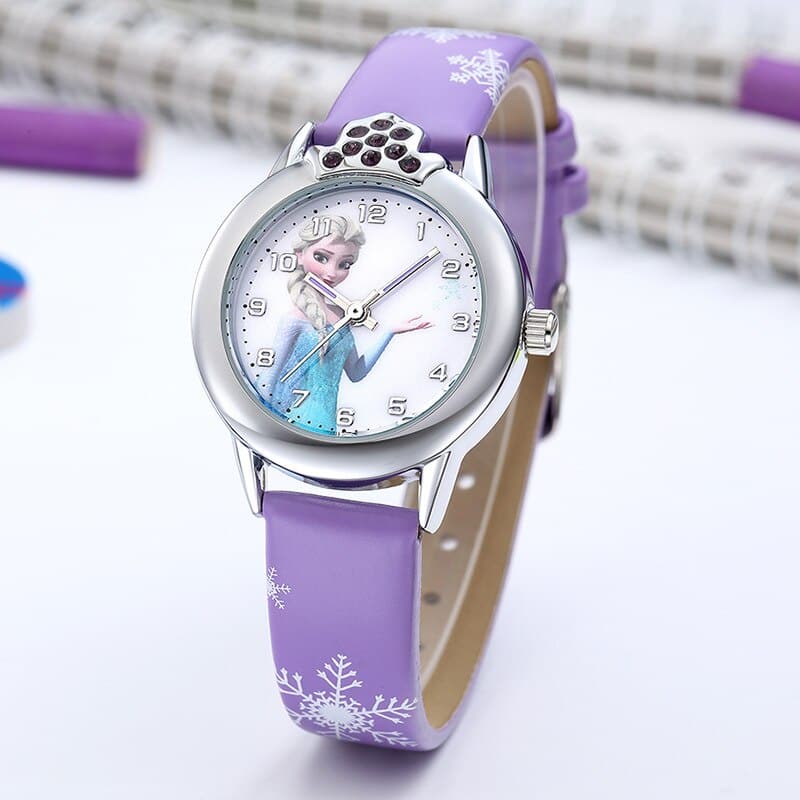 Armbanduhr mit Strasssteinen Schneekönigin Elsa violett für modische Mädchen