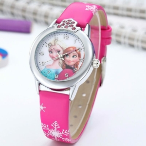Uhr mit Disney Schneekönigin-Motiv in Rosa für modebewusste Mädchen