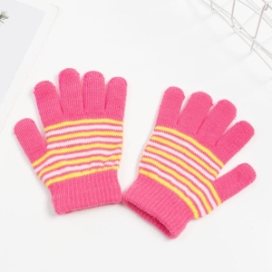 Gestreifte Handschuhe für Mädchen in modischem Rosa und Orange