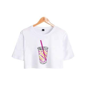 Leichtes Crop-Top T-Shirt für Mädchen mit einem aufgedruckten Glasbild