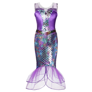 Kostüm violettes Kleid der kleinen Meerjungfrau auf weißem Hintergrund