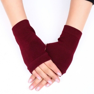 Modischer, trendiger Halbfingerhandschuh für Mädchen in Granatrot