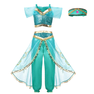 Prinzessin Jasmin-Kostüm für Mädchen mit weißem Hintergrund
