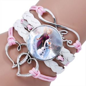 Rosa-weißes Armband mit Foto von Anna und Olaf
