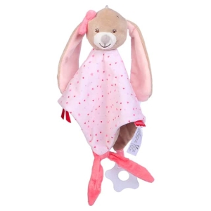 Schmusetuch Rassel in Form eines rosafarbenen Hasen für modische Mädchen