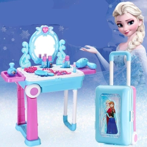 Schneekönigin Make-up Box für Mädchen komplett, Farben blau und rosa.