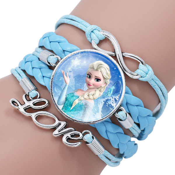 Breites blaues Armband mit einem Foto von Elsa, der Schneekönigin