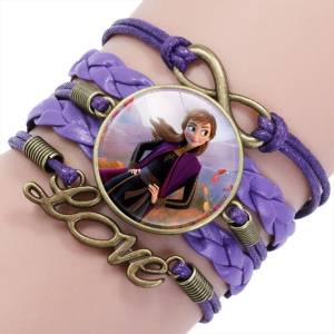 Breites lila Armband mit Foto von Anna, der Schneekönigin