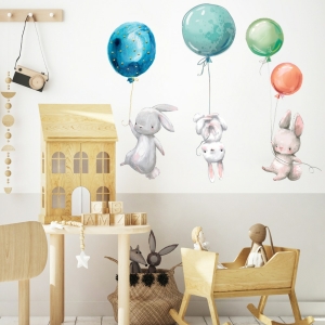 Wanddekoration in Form eines niedlichen Kaninchens für kleine Mädchen mit einem Hintergrund für ein Kinderzimmer