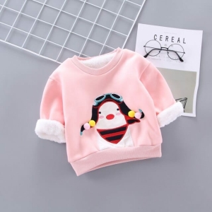 Weicher und warmer gefütterter Sweatshirt mit Charaktermotiv für Mädchen in Rosa