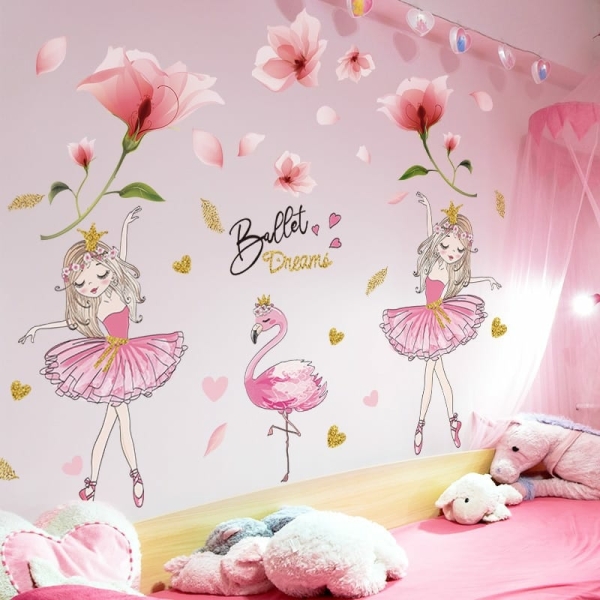 Wandsticker für Mädchenzimmerdekoration in modischem Rosa