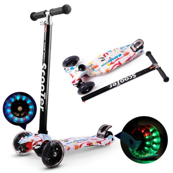 3-rädriger Roller für Mädchen mit LED-Leuchten, komplett