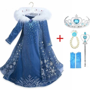 Elsa-Kleid für Mädchen mit modischer Krone