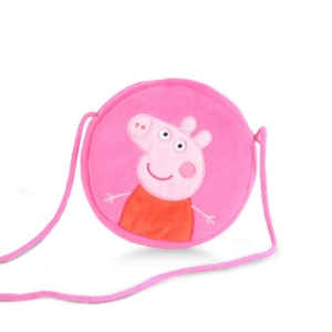 Modische runde Handtasche aus Plüsch Peppa Pig und George für Mädchen in Rosa