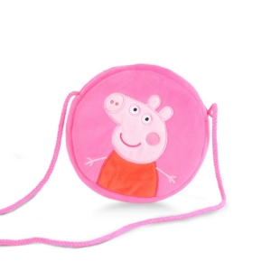 Modische runde Handtasche aus Plüsch Peppa Pig und George für Mädchen in Rosa