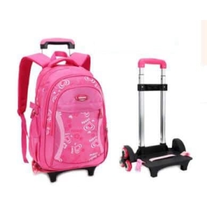 Modischer rosa Rucksack mit Rollen für kleine Mädchen