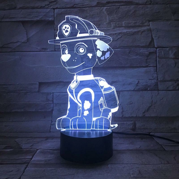 3D LED-Lampe Marcus Pat Patrouille für Mädchen. Sehr originell auf einem Tisch.