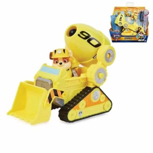 Mini-Bagger mit Rubble Patrouille Figur. Gelbe Farben im Karton.