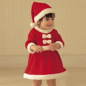 Weihnachtskostümkleid für Mädchen komplett rot und weiß