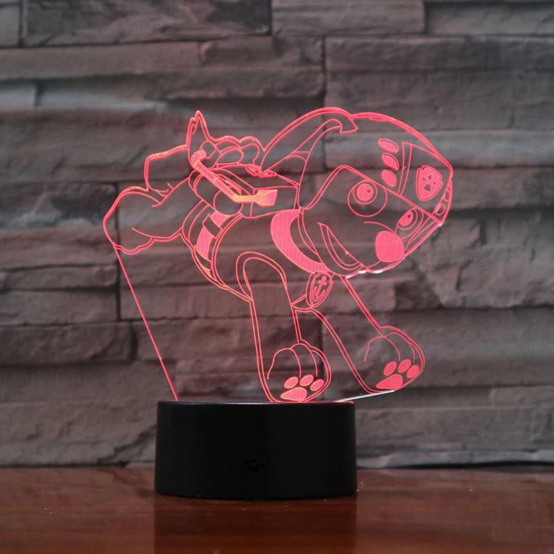 Pat Patrouille 3D LED-Lampe Zuma für Mädchen auf einem Tisch in einem Haus