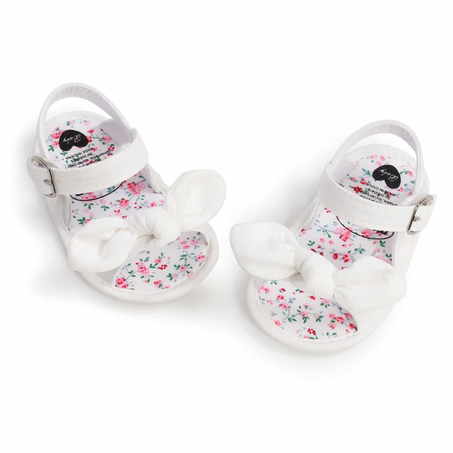 Offene Sandalen mit Schleife für Baby-Mädchen in Weiß