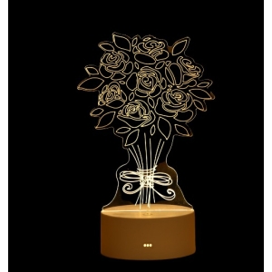 3D-LED-Blumen-Nachtlicht aus Acryl für Mädchen mit schwarzem Hintergrund
