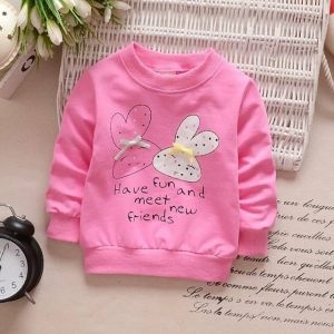 Baumwoll-Sweatshirt für Mädchen in rosa mit modischem Schmetterlingsmotiv