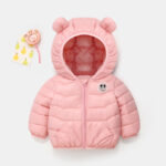 Winterjacke für kleine Mädchen mit modischem Mickey-Mouse-Muster in Rosa