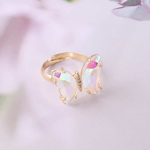 Verstellbarer Ring in Form eines Schmetterlings für modische, vergoldete Mädchen