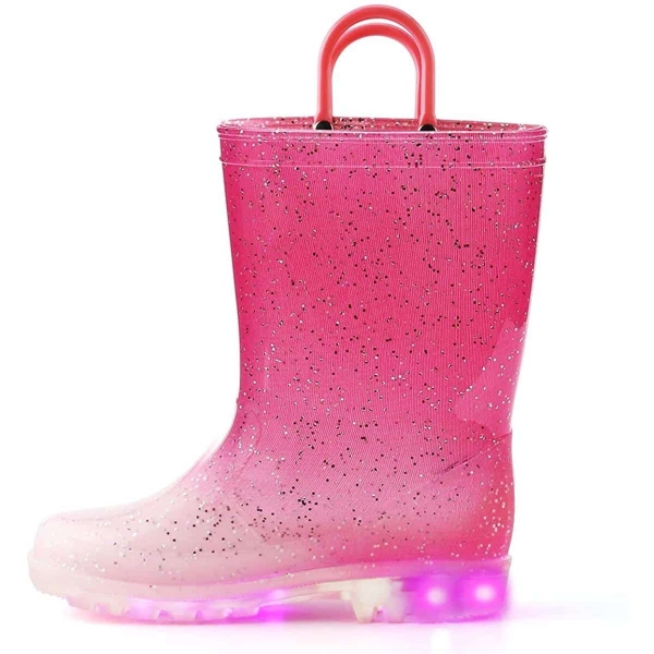 Regenstiefel mit LED-Licht für kleine Mädchen, rosafarben.Gute Qualität und Mode