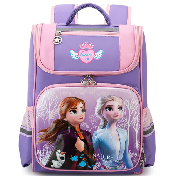 Schultasche Schneekönigin für kleine Mädchen, Farbe violett. Gute Qualität und sehr originell