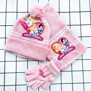 Set aus Handschuhen und Schal aus Disney-Prinzessinnen-Plüsch für Mädchen in Rosa