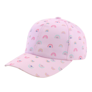 Mütze für Mädchen in Rosa mit Regenbogenmotiven