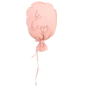 Zimmerdekoration in Form eines rosafarbenen Ballons mit der Aufschrift be happy