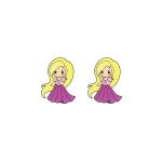 Ohrringe mit der Darstellung von Prinzessin Rapunzel auf weißem Hintergrund