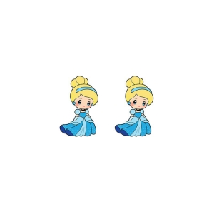 Ohrringe mit der Darstellung von Prinzessin Cinderella, auf weißem Hintergrund