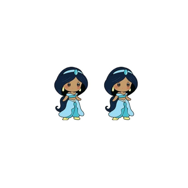 Ohrringe mit der Darstellung von Prinzessin Jasmine auf weißem Hintergrund