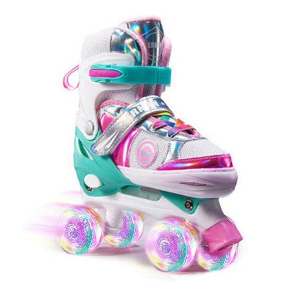Verstellbare Rollschuhe für Mädchen mit weißem Hintergrund