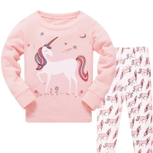 Rosa Pyjama mit Einhornmotiv mit langärmeligem T-Shirt und Hose