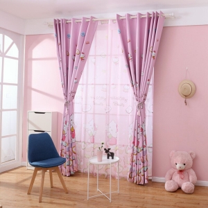 Hello Kitty bedruckter Vorhang für Mädchen mit rosa Hintergrund und Kinderzimmer