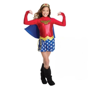 Wonder Woman-Kostüm mit blauem Umhang für Mädchen. Gute Qualität und sehr modisch