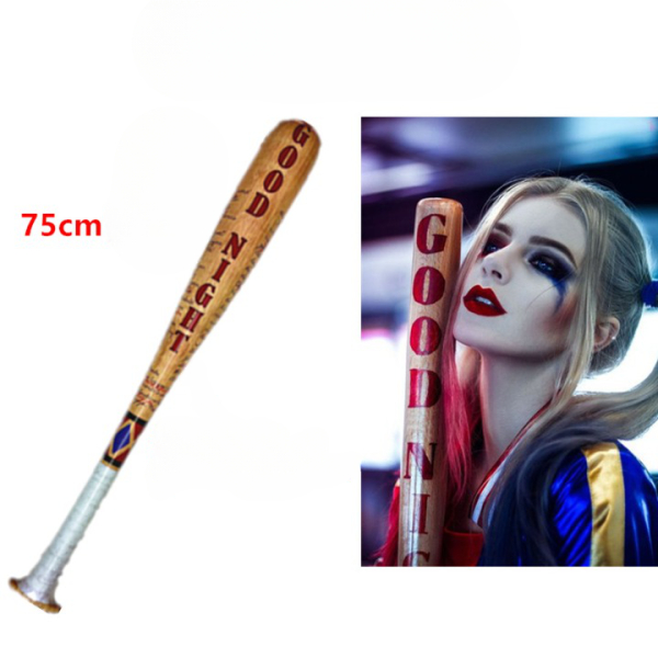 Rebellisches Harley Quinn-Kostüm für Mädchen mit weißem Hintergrund und Baseballschläger